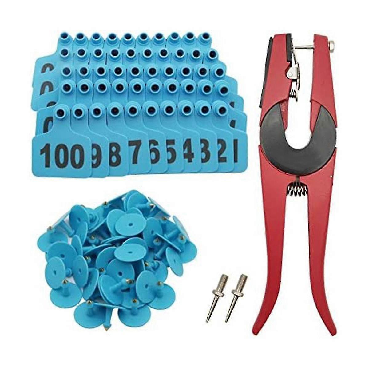 Cattle Ear Tags 001-100 Number Plastic Livestock Animal Tags for Cows Ear Tag Applicator Kit,100 PC