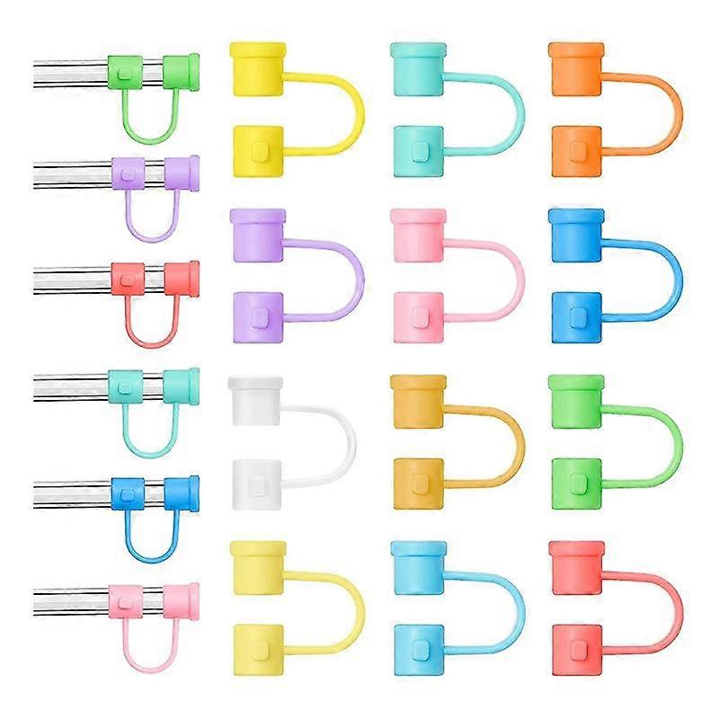 36Pcs Reusable Silicone Straw Cover,Colorful Dust-Proof Straw Plug for 8mm Straws Home Kitchen Deco