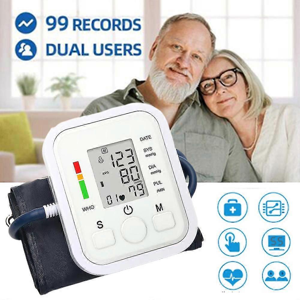 Digital Automatic Blood Pressure Bp Monitor Upper Arm Cuff Heart Rate Meter Battery/usb