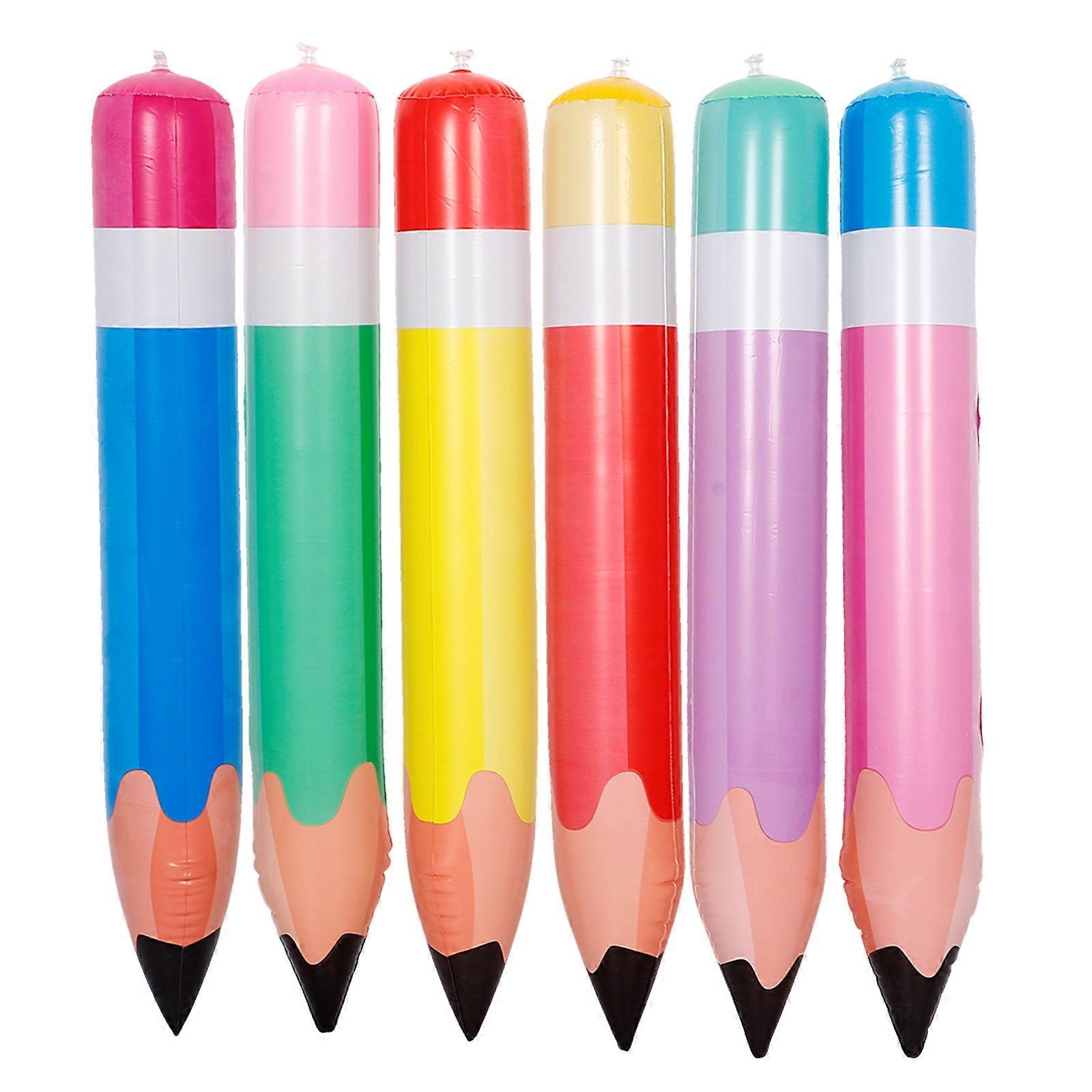 6pcs Inflatable Pencil Props Giant Pencil Inflatables Pencil Props Back To School Party Decorations