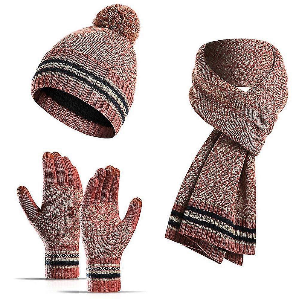 WinterMütze Hut Cap Touchscreen Handschuhe Hals Warm Langer Schal Set