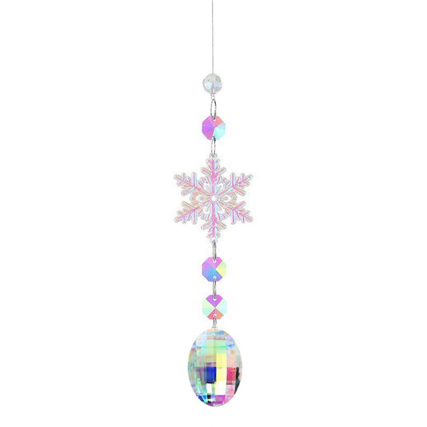 Faux Crystal Snowflake Wind Chime Sun Catcher Colorful Rainbow Maker Home Office Garden Christmas