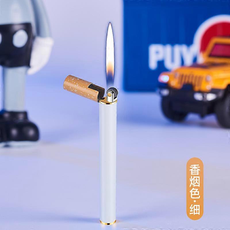 Mini thin cigarette creative grinding wheel open flame lighter metal personality lighter