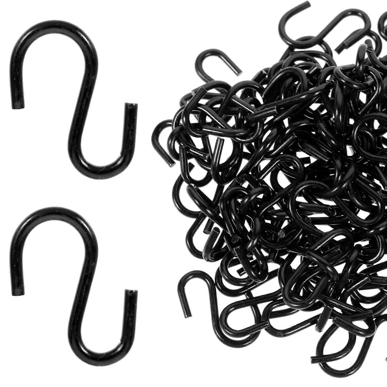 100pcs Black Metal S Hooks Metal S Hanging Hooks Heavy Duty S Hanger Hooks