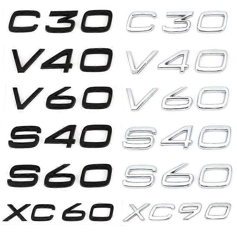 2x Metal R-DESIGN Emblem Badge For Volvo XC90 S60 V60 C30 – Chrome Finish, Trunk Decal Sticker, Xotic Tech EB49S