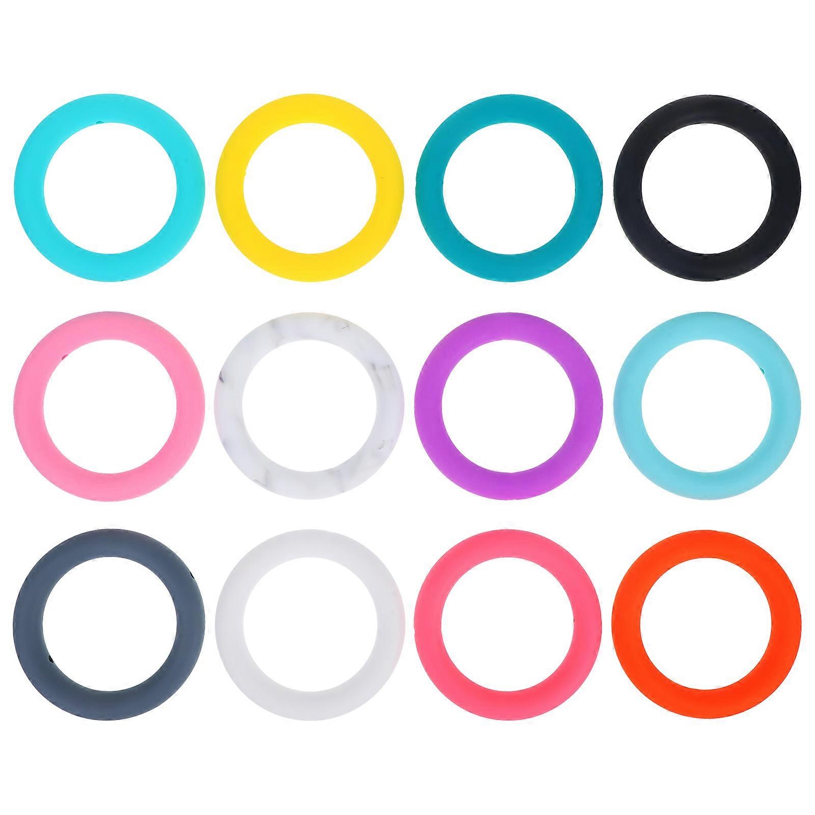 12Pcs Silicone Circle for DIY Keychain Multi-Function O Ring Colored Round Circle Silicone Teether Ring