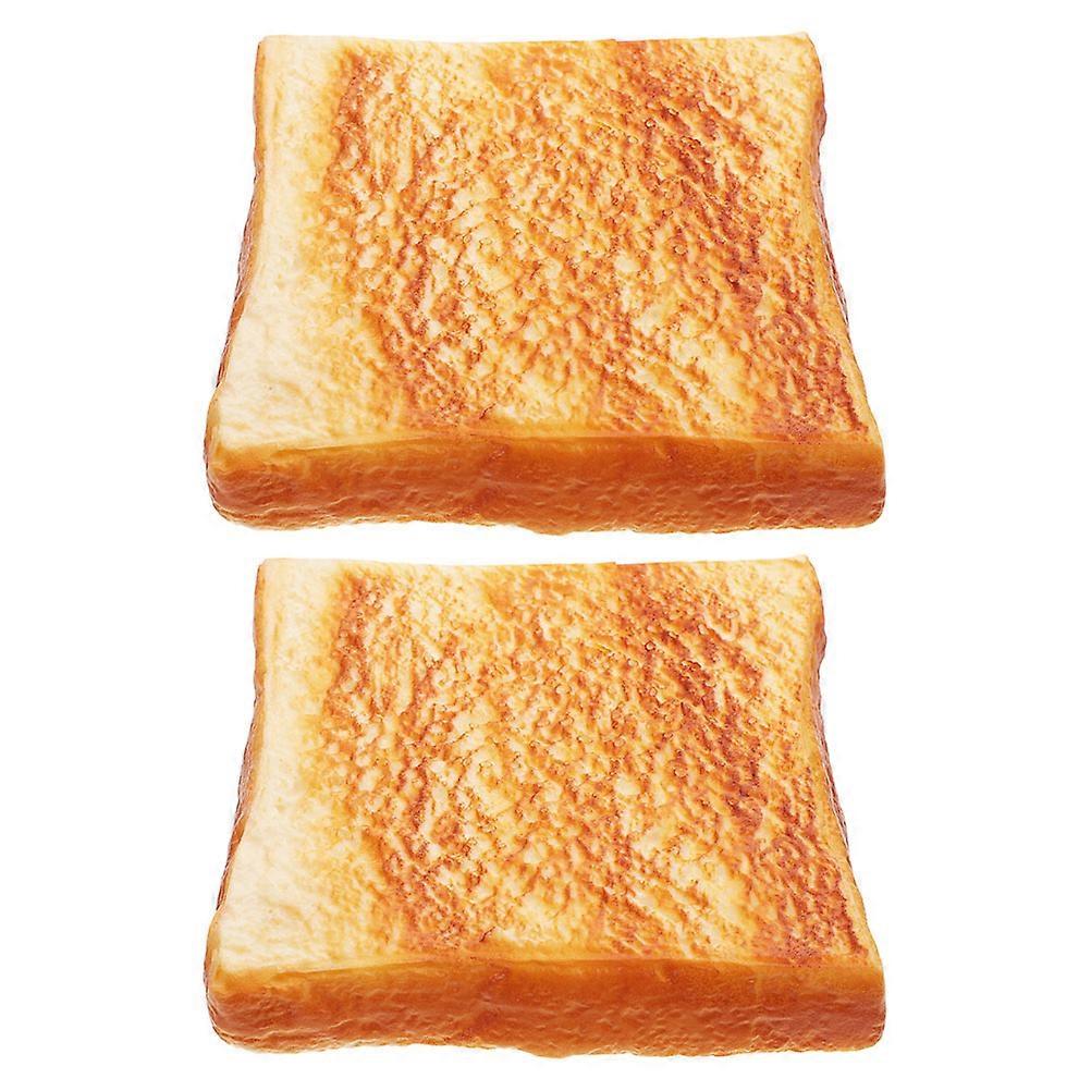 2pcs Emulation Sliced Bread Adornment PU Toast Slice Model Bakery Bread Slice Display Props