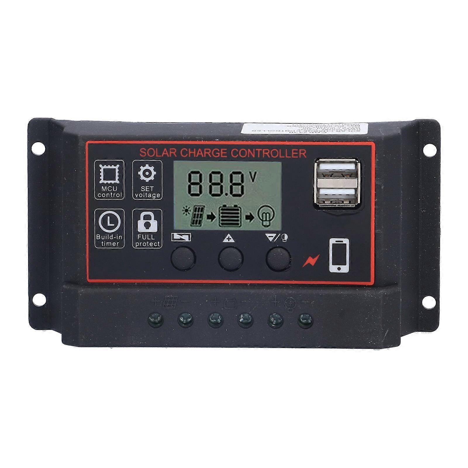 Solar Charge Controller Adjustable Photovoltaic Smart Power Generation Regulator 12V 24V 10ARed