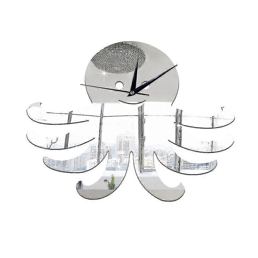 clock silent mirror home wall acrylic decoration octopus