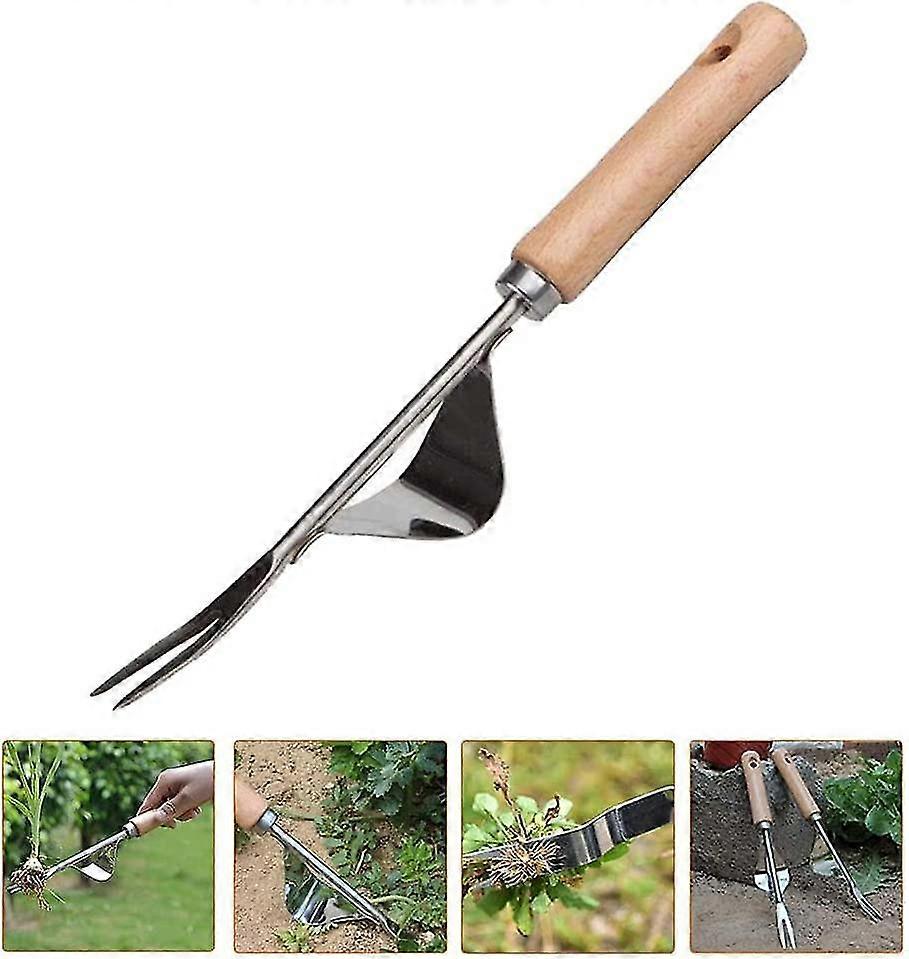 manual weeder tool stainless steel weeding gouge with wood handle garden weeding tool, weeder garden practical tool betterlifefg