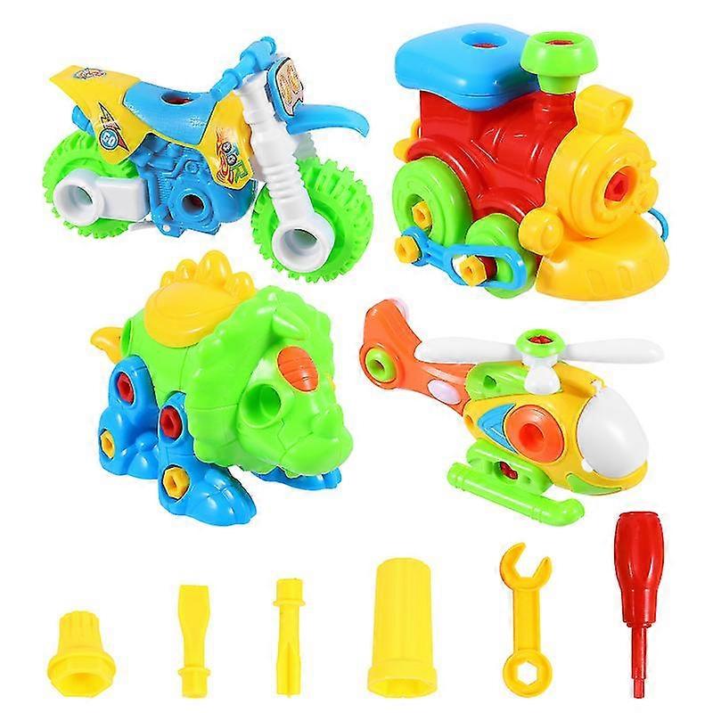 4pcs assembled plane models blocks train model toy motorcycle model toy