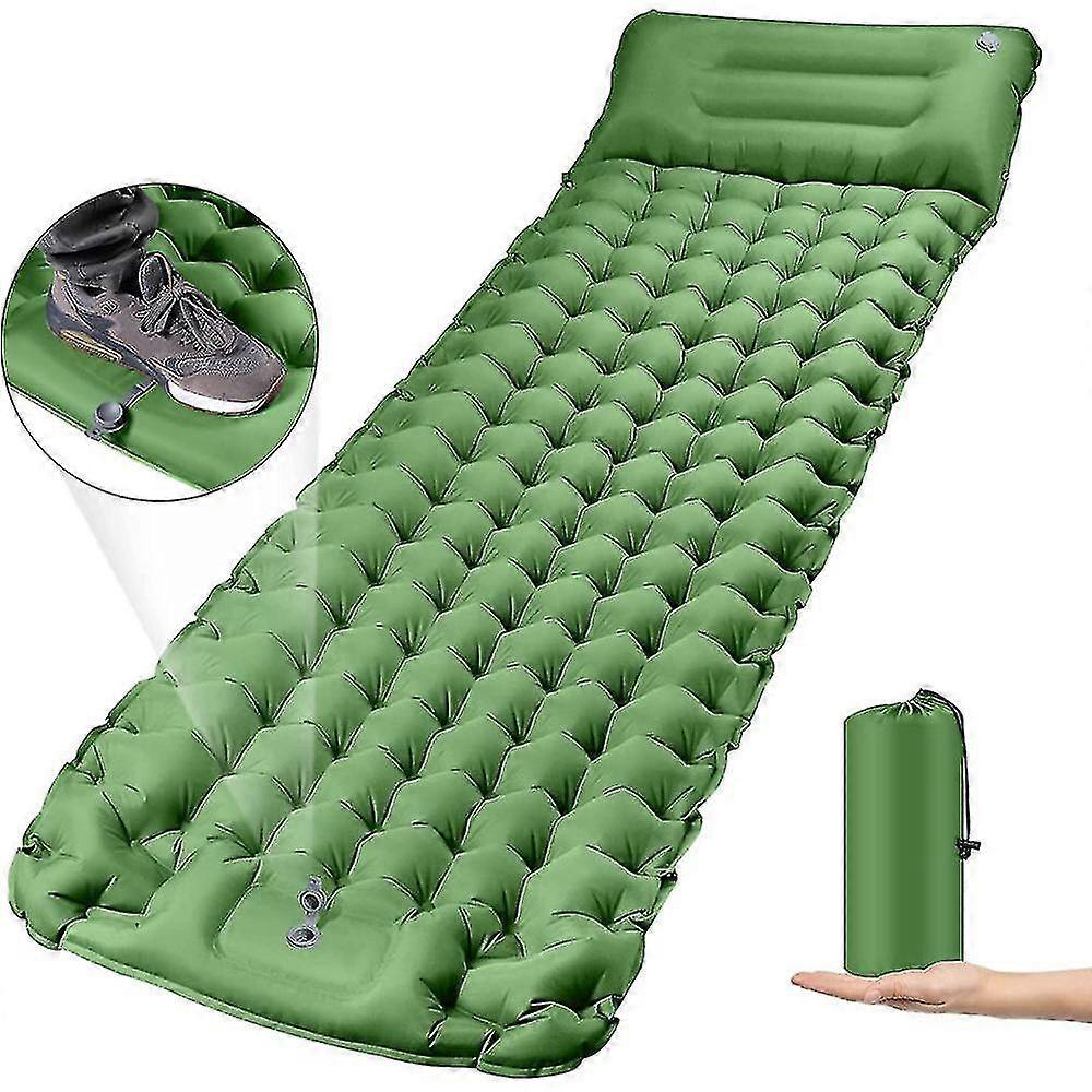 Self-inflating Camping Pad With Foot Press Pump, Improved Thickness 10cm/4inch Inflatable Ultralight Camping Pad, Durable Waterproof Air Mattress For
