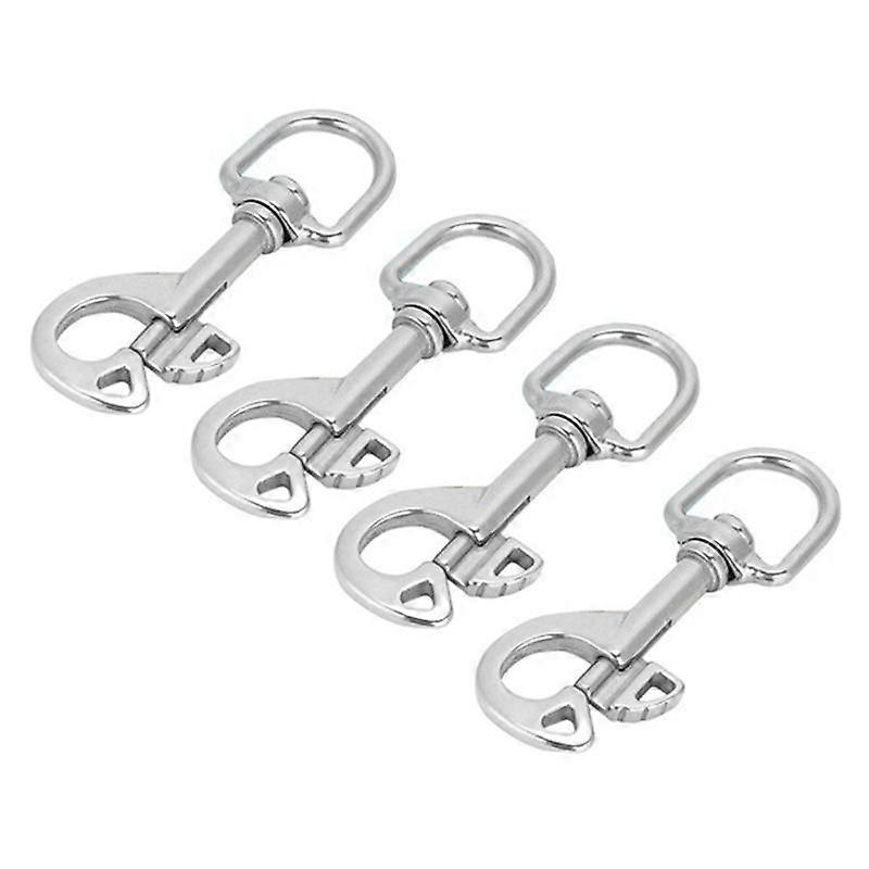4 Pack Scuba Diving Hooks Stainless Steel Swivel Eyebolt Spring Hook Clip Marine Boat 96Mm Silver