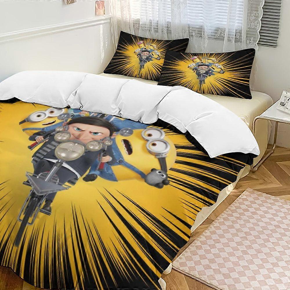 x501 Minion Conjunto de Cama de 3 Peças Quente E Confortável Capa De Edredão Conjunto De Cama Com 1 Capa De Edredão E 2 Fronhas Para Quarto b501