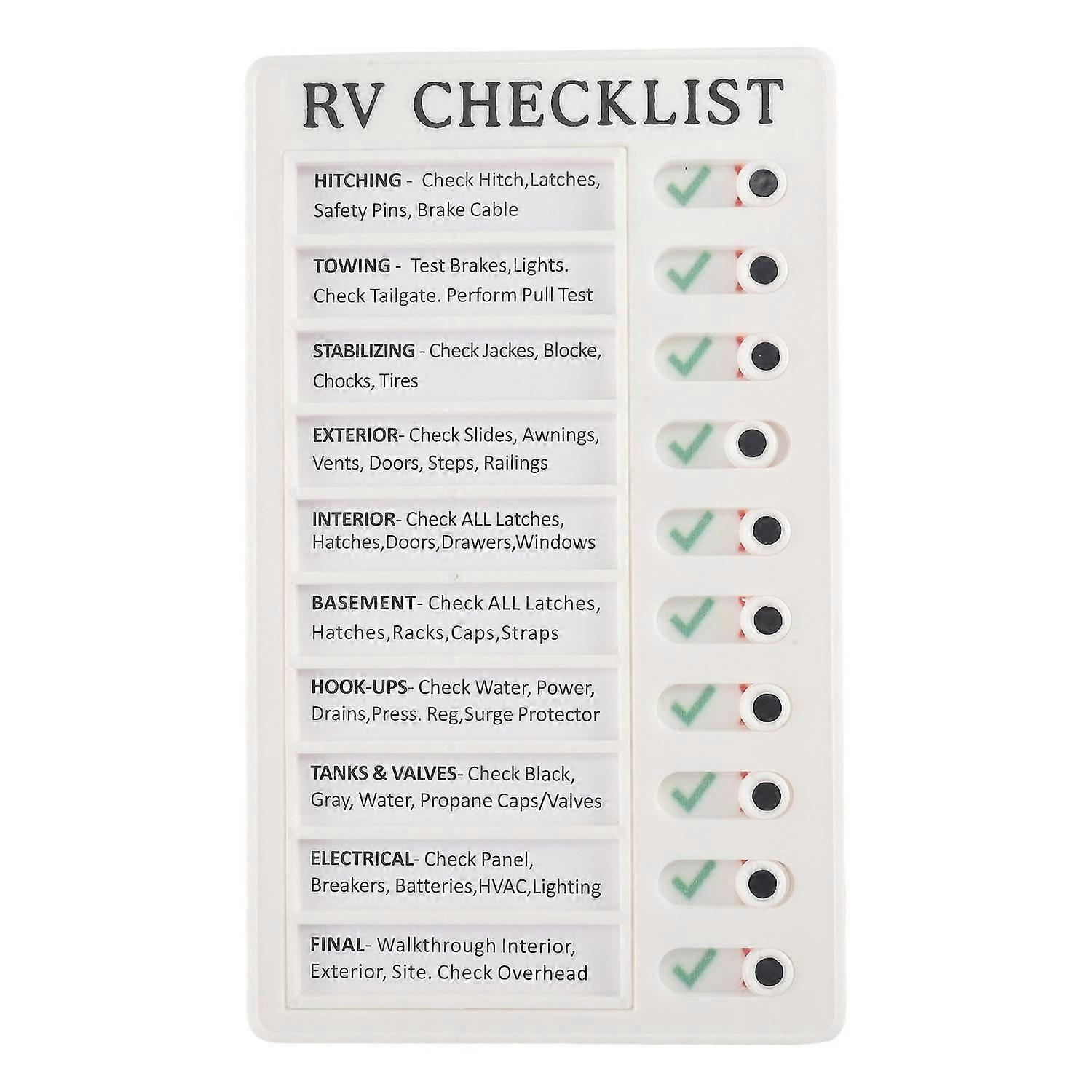 Rv Checklist Memo Plastic Board, Detachable And Reusable Memo Checklist compatible with Check Items 