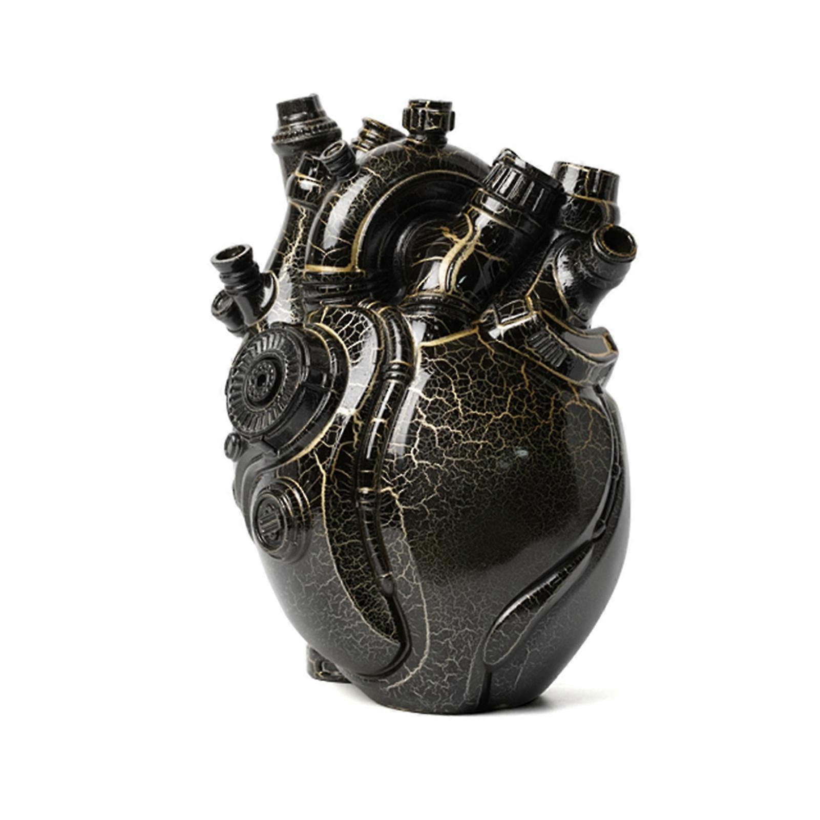 Black Artificial Heart Vase Table Ornament Exquisite Design Graceful Curve for Indoor Tabletop Decoration