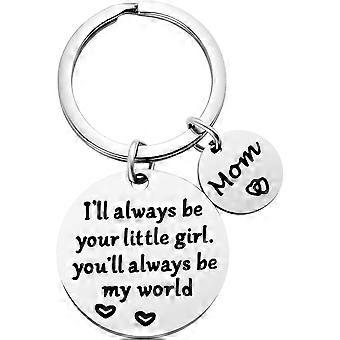 Mothers Day Gifts, Mom Gifts from Daughter for Birthday, I'll Always Be Your Little Girl, You Will Always Be My World, Best Mom Ever Keychain from Kid