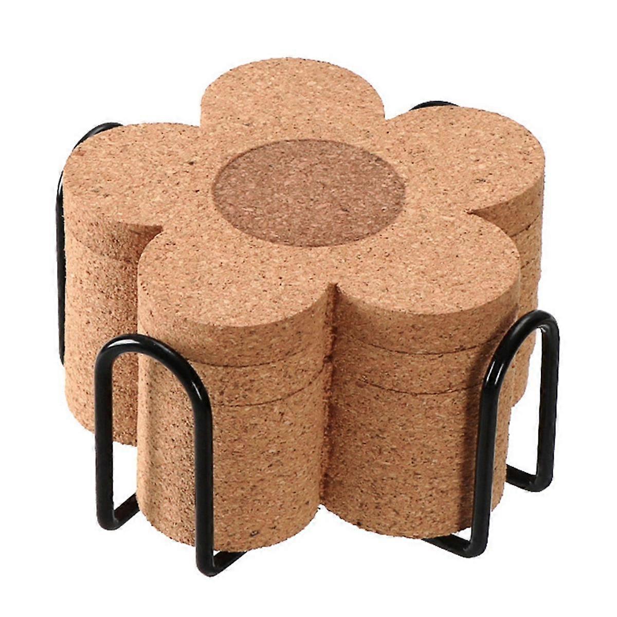 6PCS Cute Coasters for Drinks,Absorbent&Reusable Coaster Set 4Inch Cork Flower Shape Coasters for C