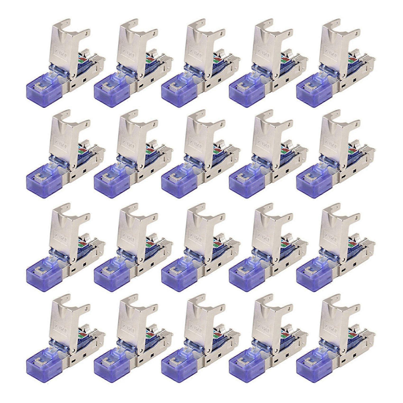 20Pcs Cat7 Rj45 Connector Ethernet Plug Adapter Tool-Free Crimping Shielded Crystal Head Network Et