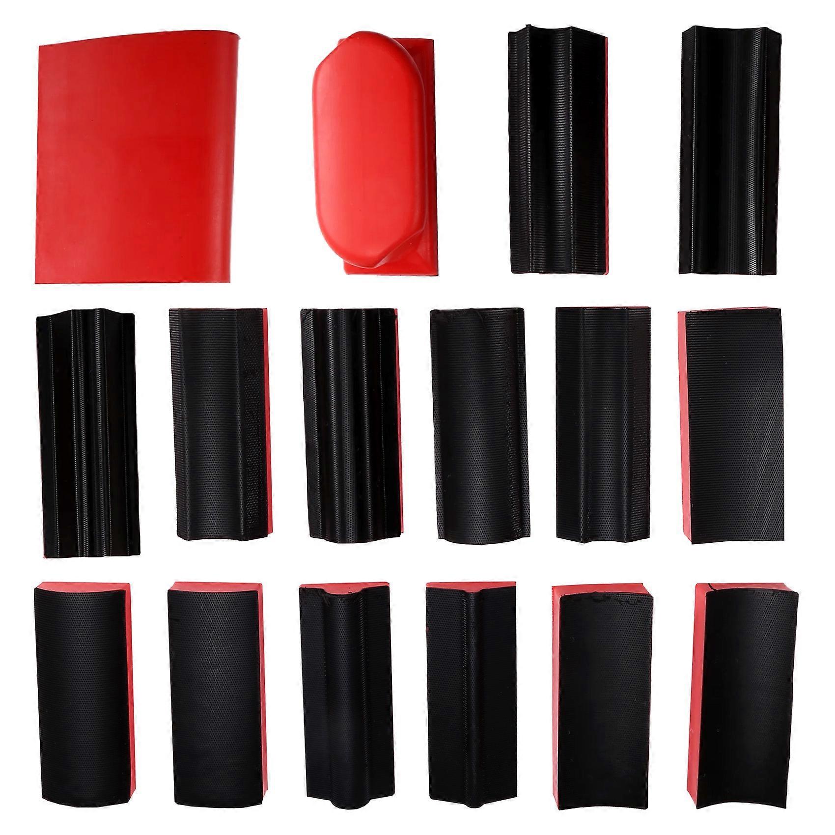 Hand Sanding Blocks 16 PCS,Contour Sanding Pads Kit, Hook & Loop Abrasive Sanding Pads for Sanding