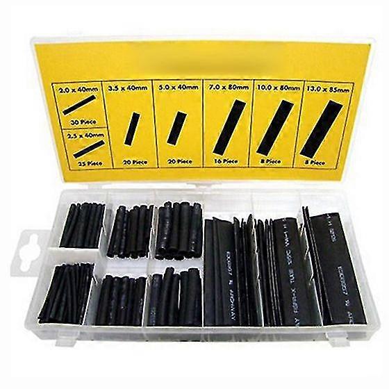 127pcs Black Heat Shrink Tube Assortment Wire Wrap Electrical Insulation Tech