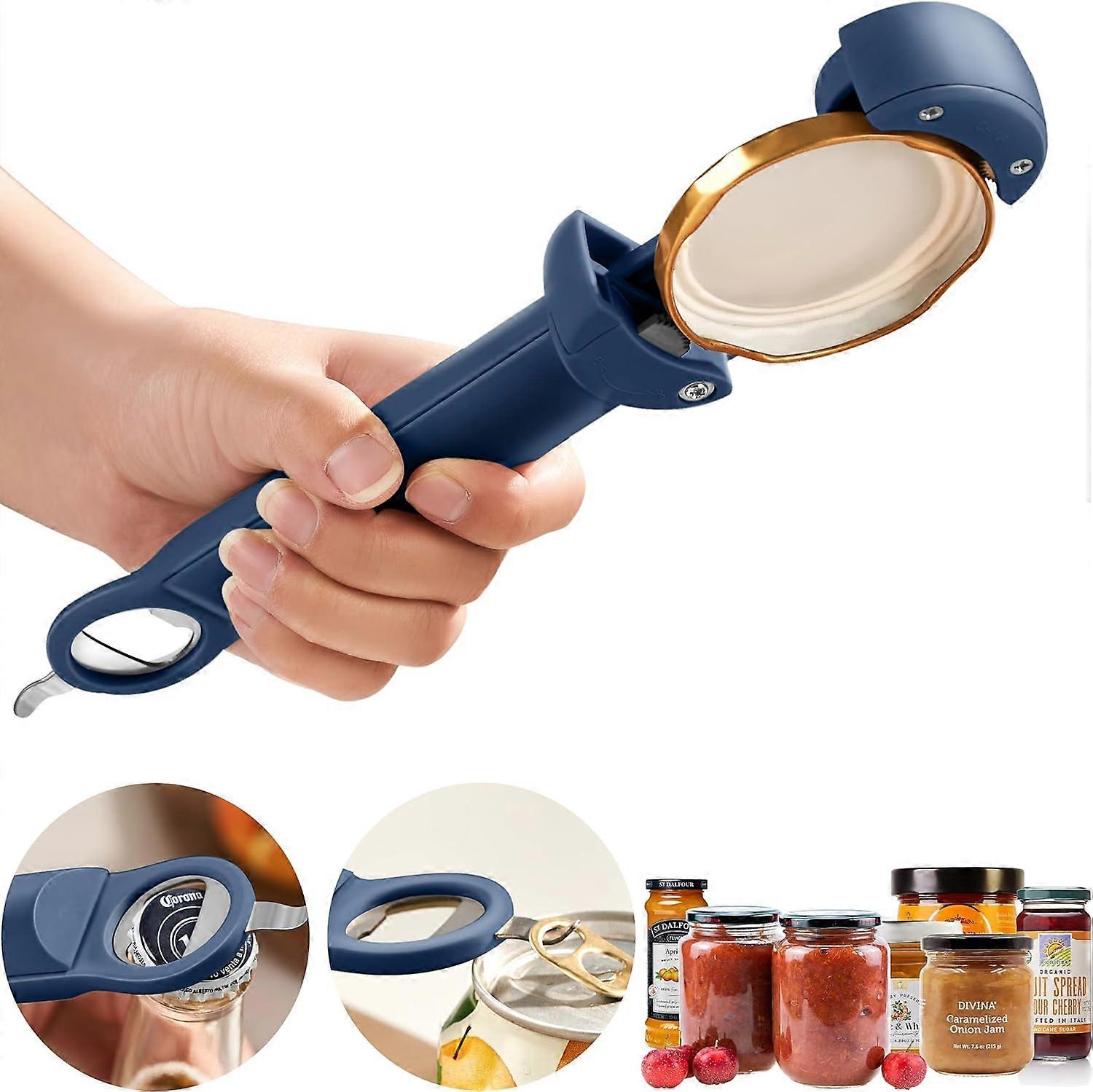 Jar Opener Multi Function Bottle Opener with Beer Opener Kitchen Tools for Jelly Jars Wine Beer and Others Bottle Openers for Seniors,Weak Hands,Arth