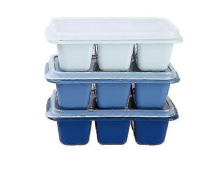 3 Pack Flexible Silicone Mini 6 Blocks Ice Tray Mold With Lid Ice Cube Box