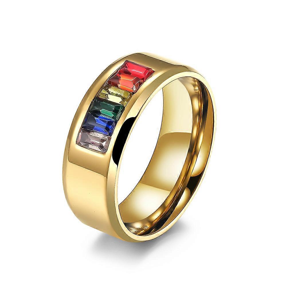Rainbow Stainless Steel Ring Pride  Wedding