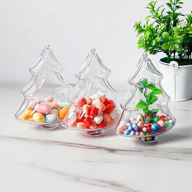5Pcs  Xmas Tree Transparent  Hanging Candy Box Fillable Transparent Null