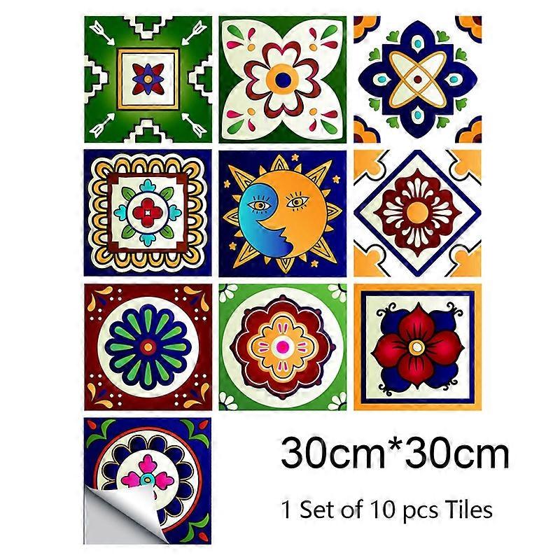 10Pcs/Set Tile Stickers Convenient Sticky PVC Eco-friendly Floor Stickers for Bathroom