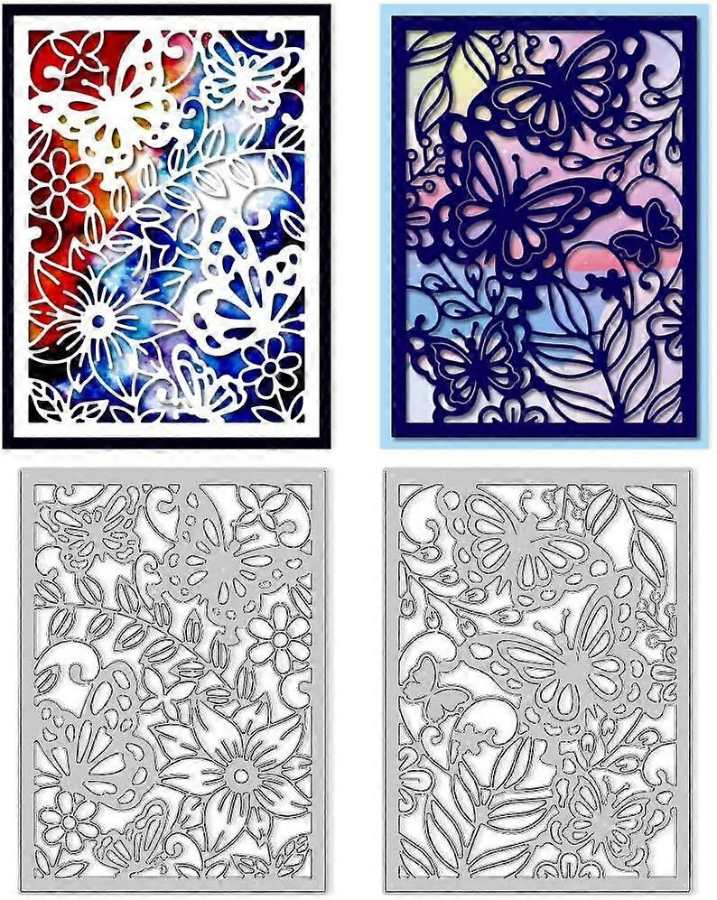 2 Styles Butterfly Cutting Dies Card Making Die Cut Butterfly Background Carbon Steel Die Cuts Stencils Scrapbooking Embossing Template Dies for DIY C