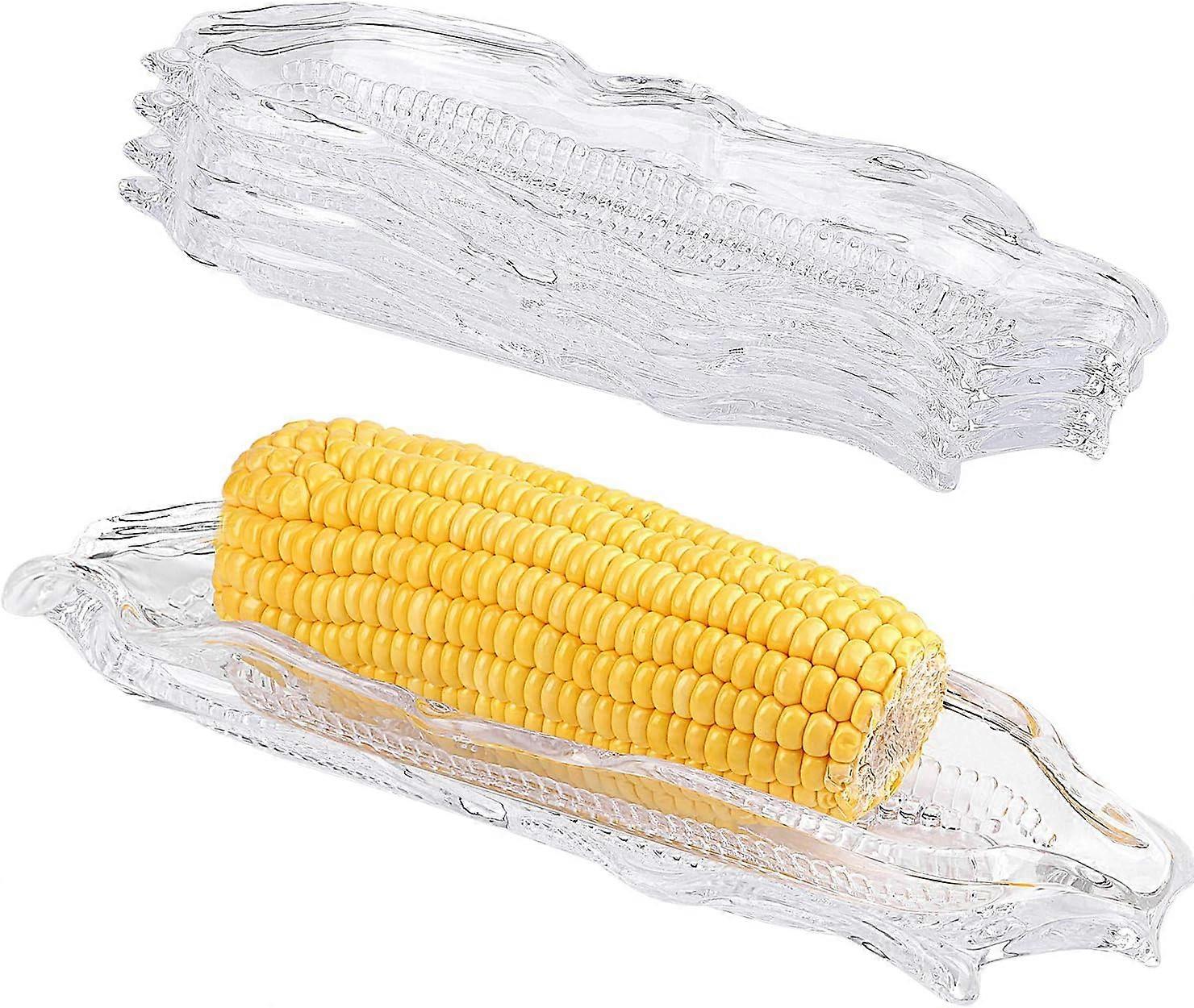 5 Pack Clear Corn Tray Plastic Disc Cutlery Corn Plate Serving Tray