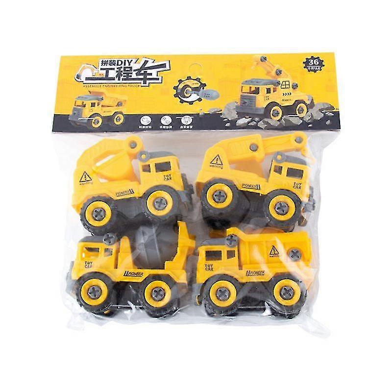 4pcs Construction Jouet Ingénierie Voiture Camion de pompiers Vis Construire et Démonter Idéal Pour Les Enfants Garçons Bleu