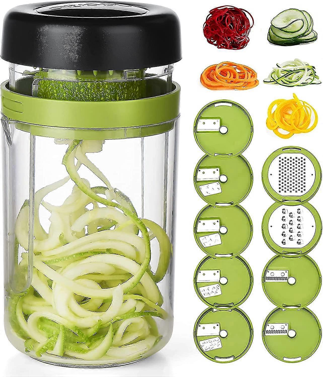 Vegetable Slicer, Hand-held Vegetable Spiralizer With Container Spiral Cutter