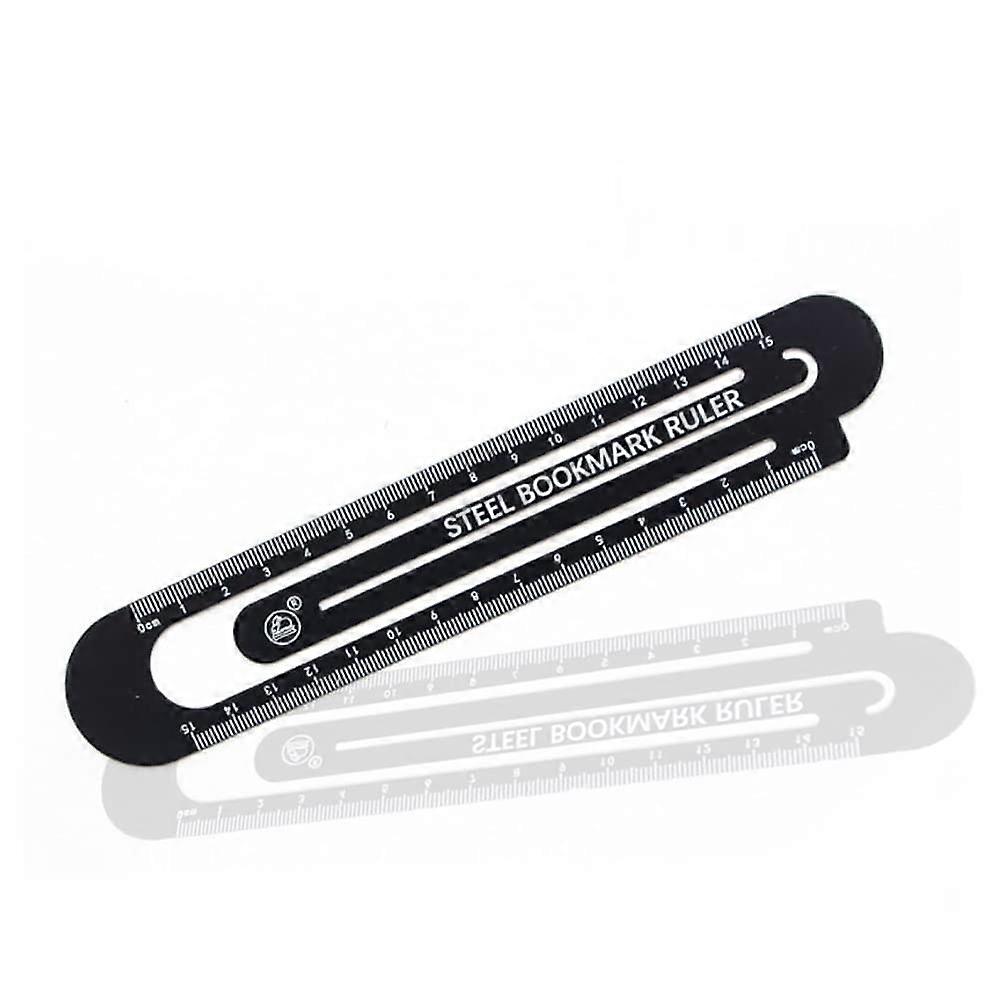 (Black, 15cm)Metal Multifunctional Bookmark Ruler - Measuring Tool
