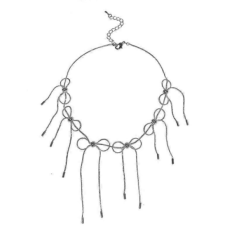 Sparkling Bow tassel Necklace