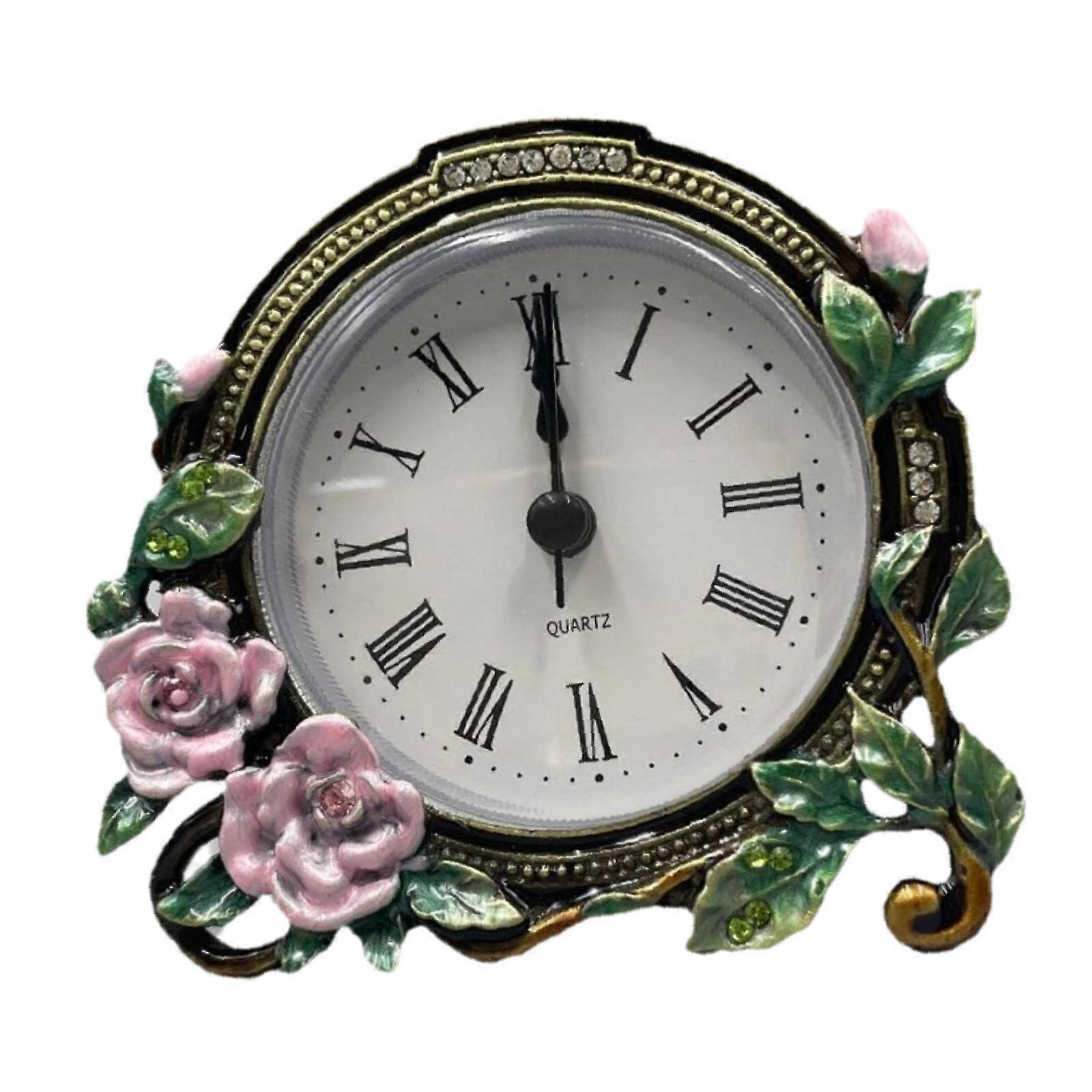 Analog Desktop Clock Non Ticking Crafts Mantle Clock for Desk Study Cafe Bar