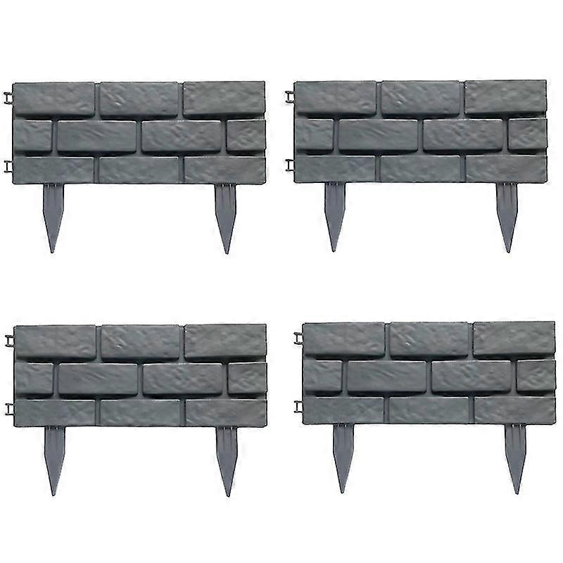 4Pcs Garden Edging Courtyard Grass Rectangle Stone Brick Effect Accessories Plant Bordering Path La