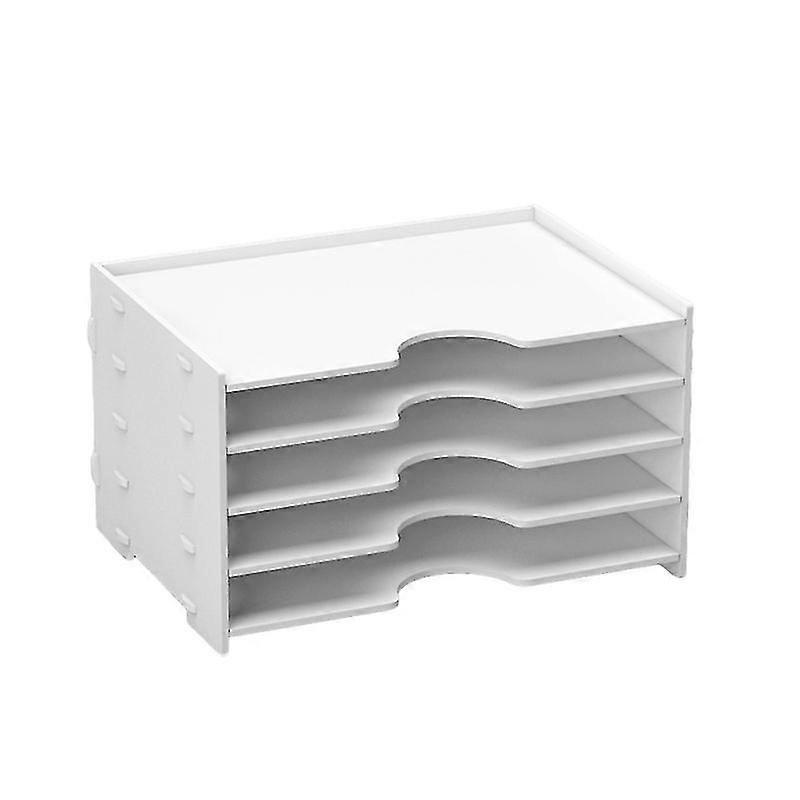 desktop storage rack file shelves office supplies four-layer table book rack white