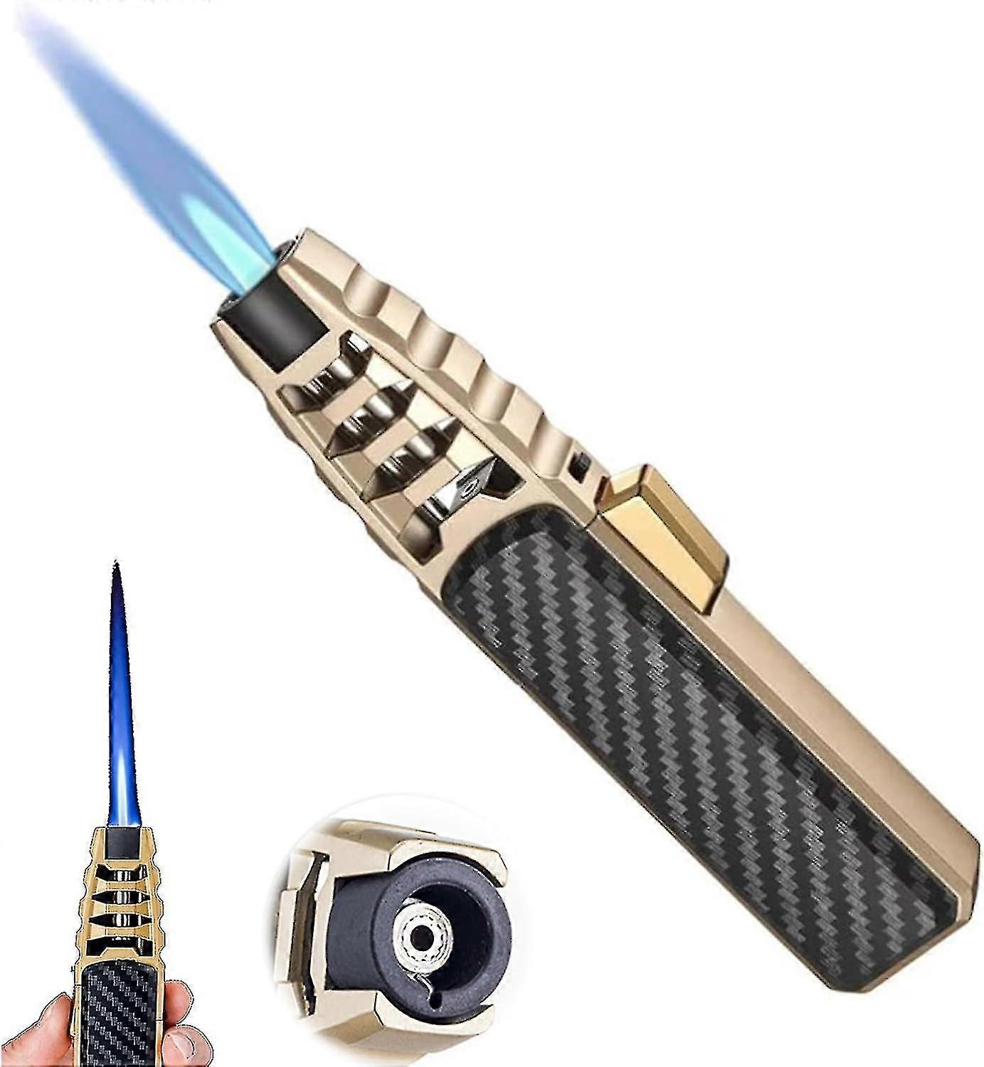 Lighter, Brightfire Rechargeable Torch Lighter, Bright Fire Lighter Rechargeable, Windproof Straight Torch Blue Flame Lighter