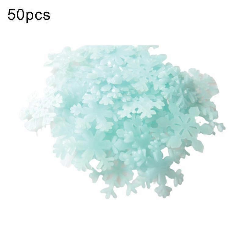 50Pcs Luminous Sticker Eye-catching Unique Shape Plastic Decorative Ceiling Snowflake Fluorescent-DF