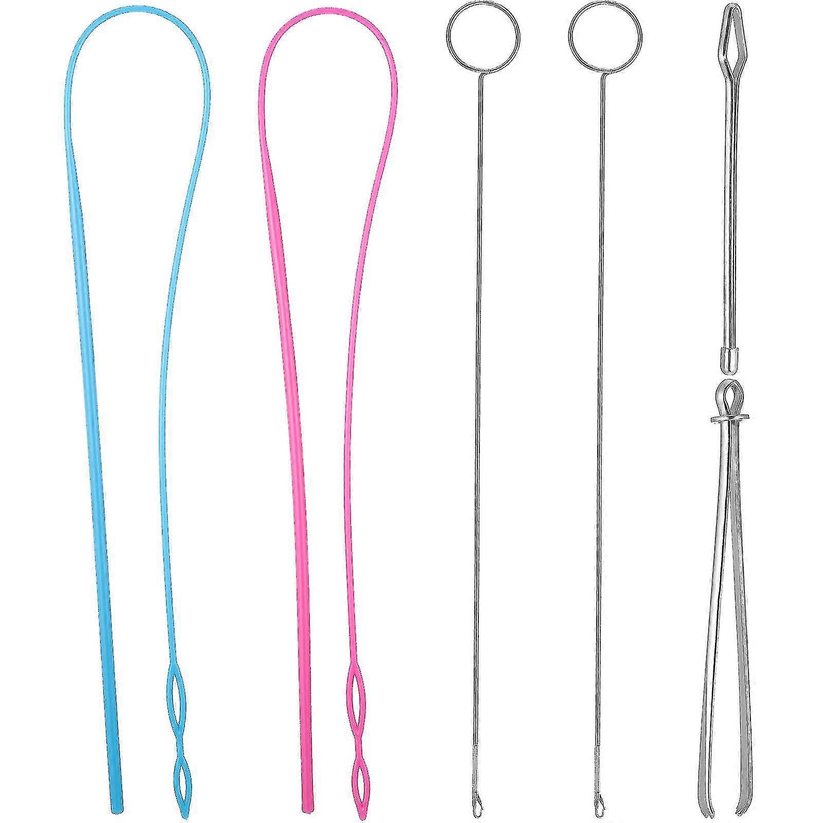 6 Pieces Sewing Loop Kit, Loop Turner Hook Flexible Drawstring Threader Metal Tweezers Long Loop Tu