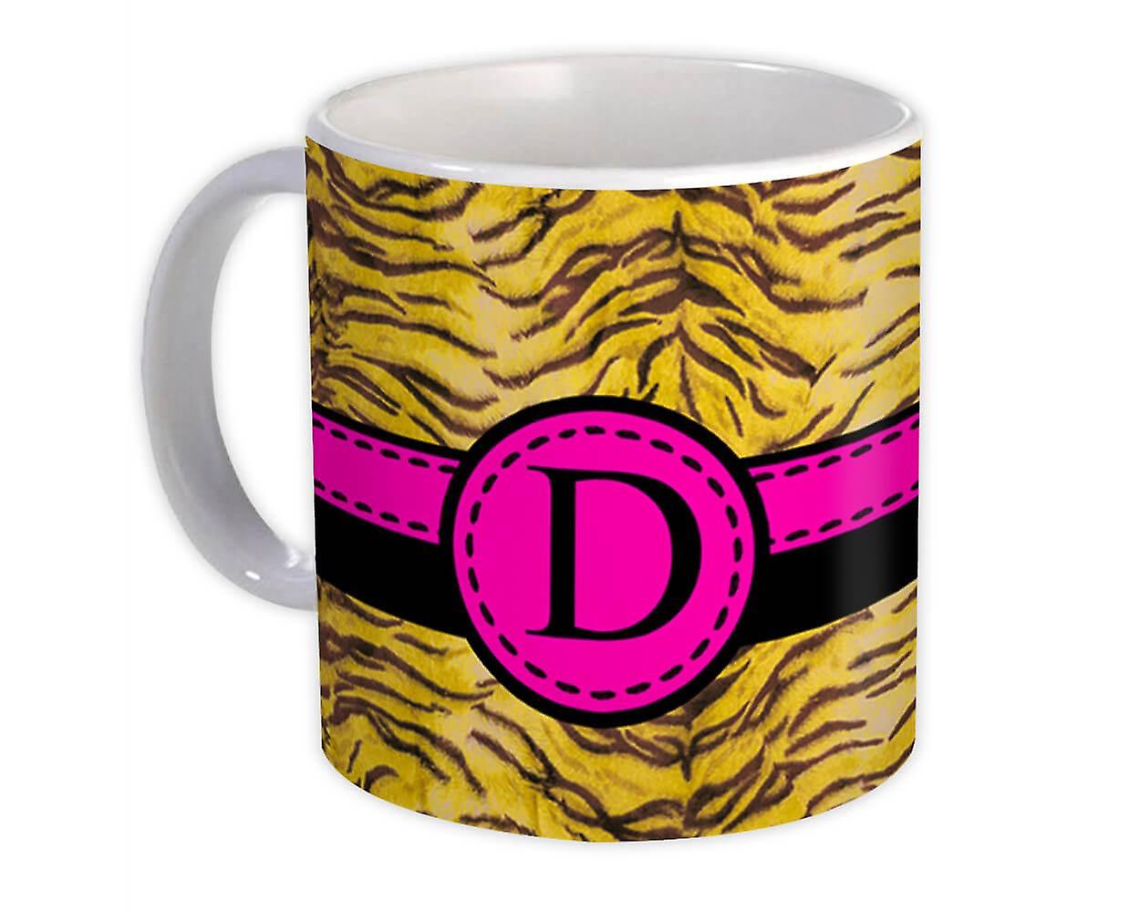Gift Mug: Monogram Letter D Tiger