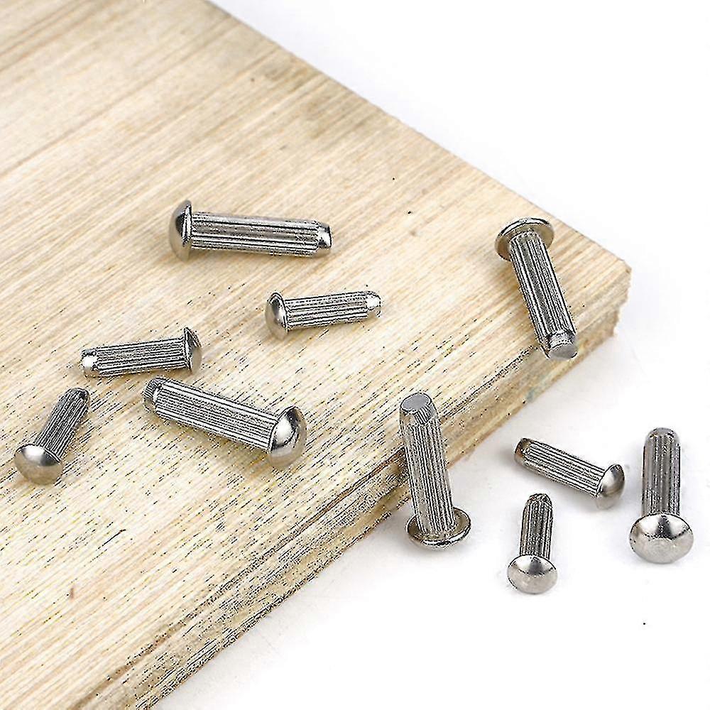 250pcs Solid Rivets Set Stainless Steel Knurled Rivets Iron Half Round Rivets