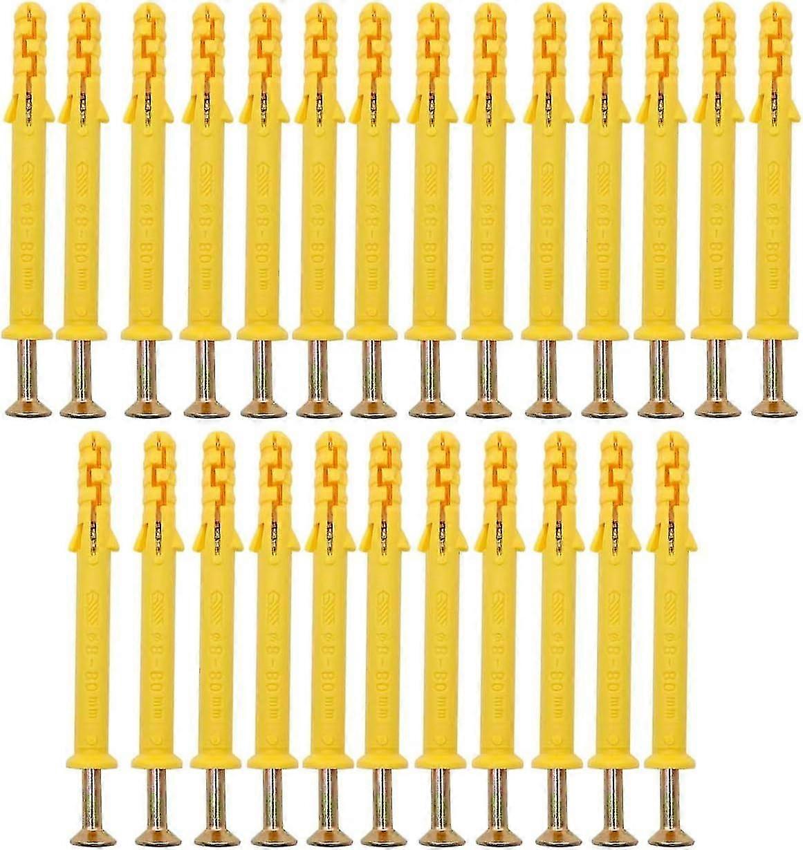 25 Dowels With Screws (m8*80) High Strength Box Screws Self Tapping Screws Can Be Used To Fix Plasterboard Walls, Easy To Use Dowel Screw Set