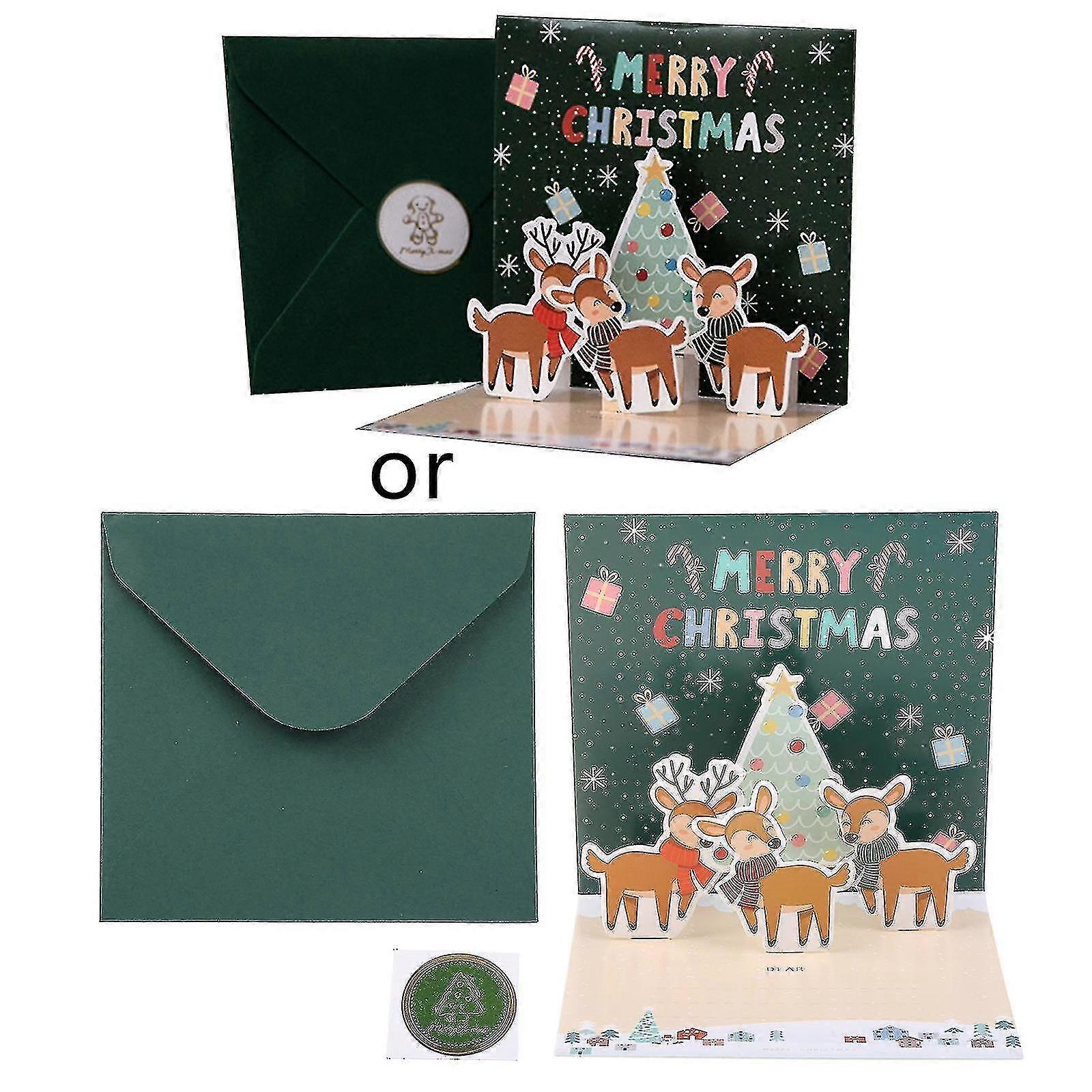 3d Merry Christmas Greeting Card Postcards Invitations With Envelope New Year Cards High Quality