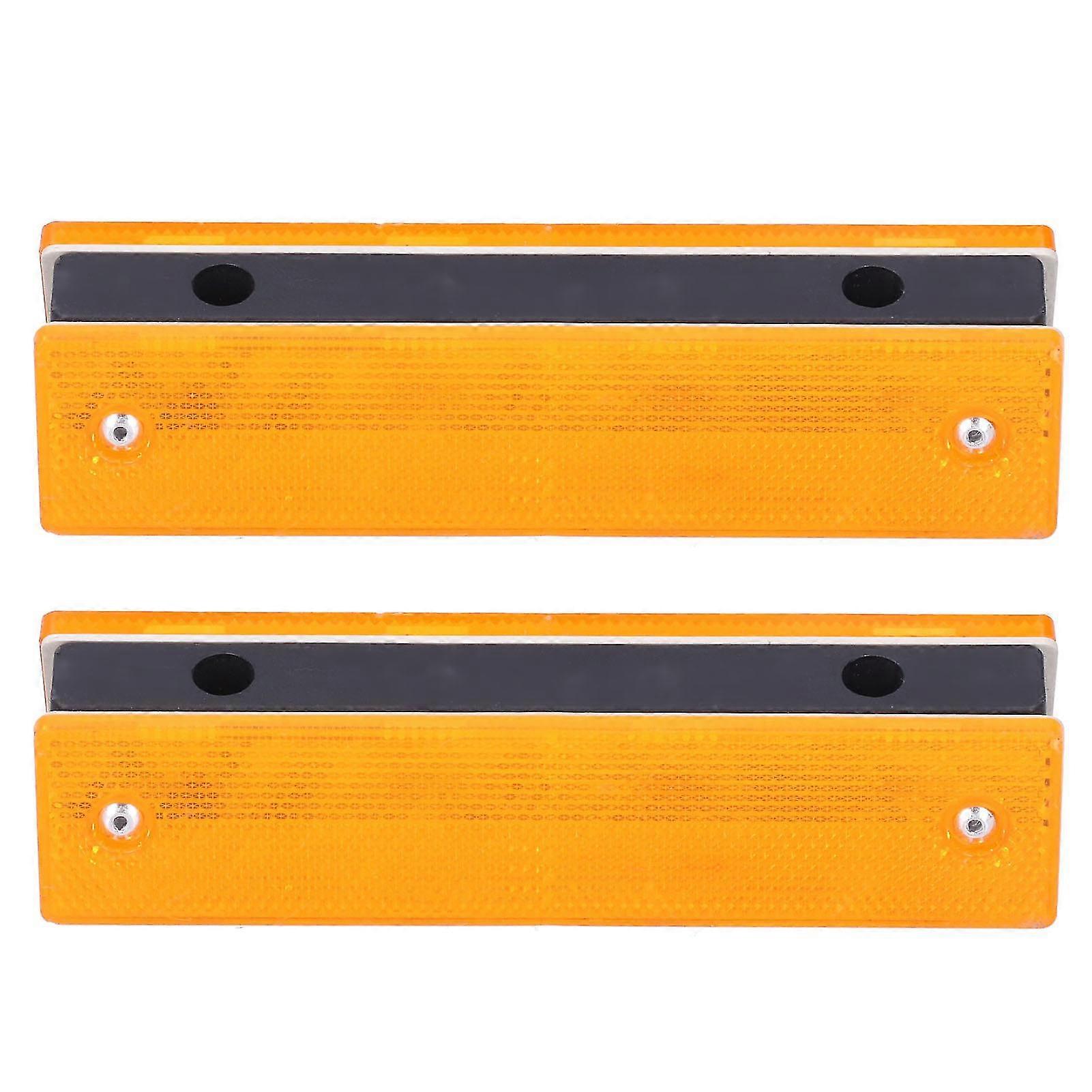 2pcs Rectangle Reflective Sign Road Stud Marker For Highway Traffic Warning Facilities(yellowyellow )