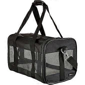 Medium Soft-Sided Mesh Pet Airline Travel Carrier Bag.16.5 x 9.5 x 10 Inches, Black