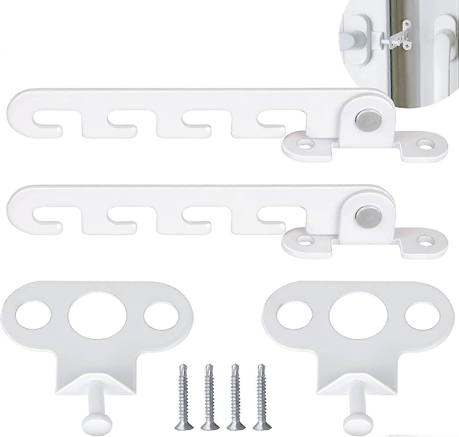 Casement Window Restrictor 2 PCS Window Restrictor, Window Latches with 4 Screws, Window Latch Proof Window Lock for Adjusting Window Opening (White)