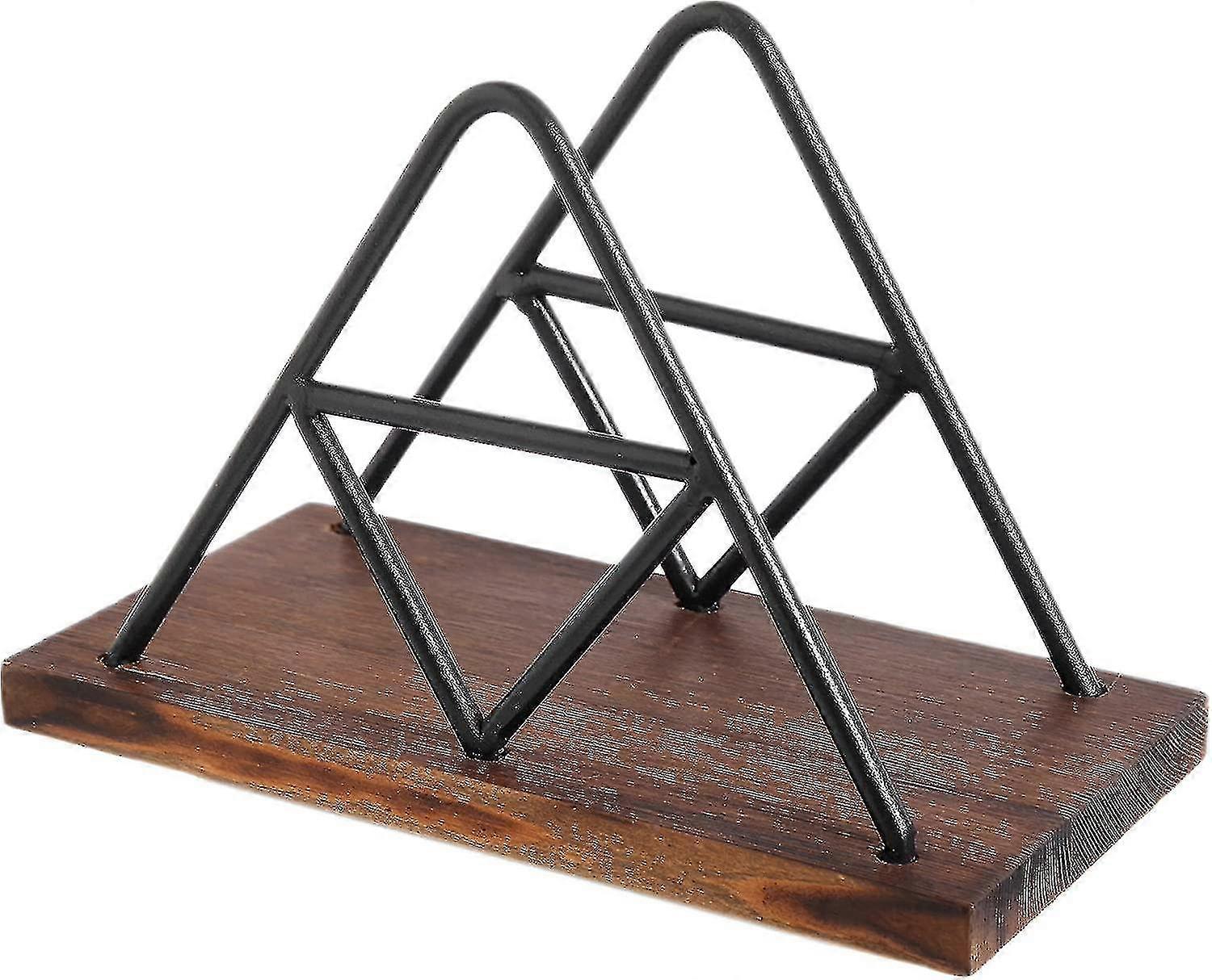 Modern Triangle Wire And Wood Napkin Holder-yvan